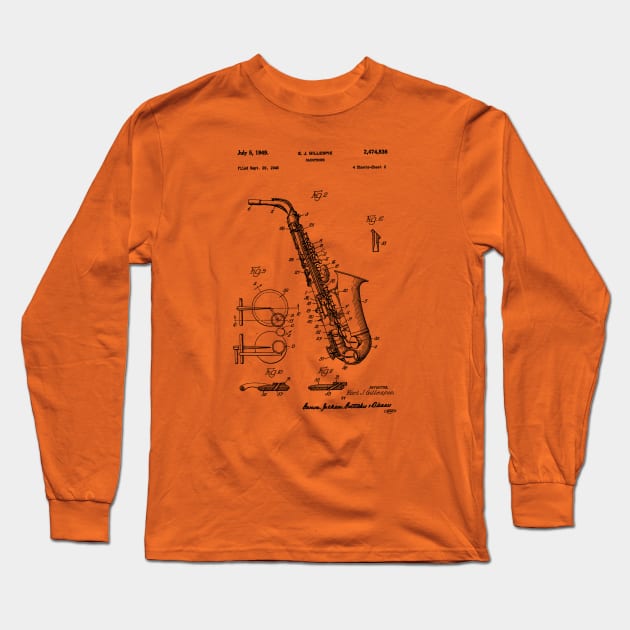 Saxophone Patent 1949 Long Sleeve T-Shirt by Joodls